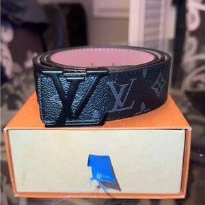 Louis Vuitton Black Monogram Reversible Belt with Pink Interior